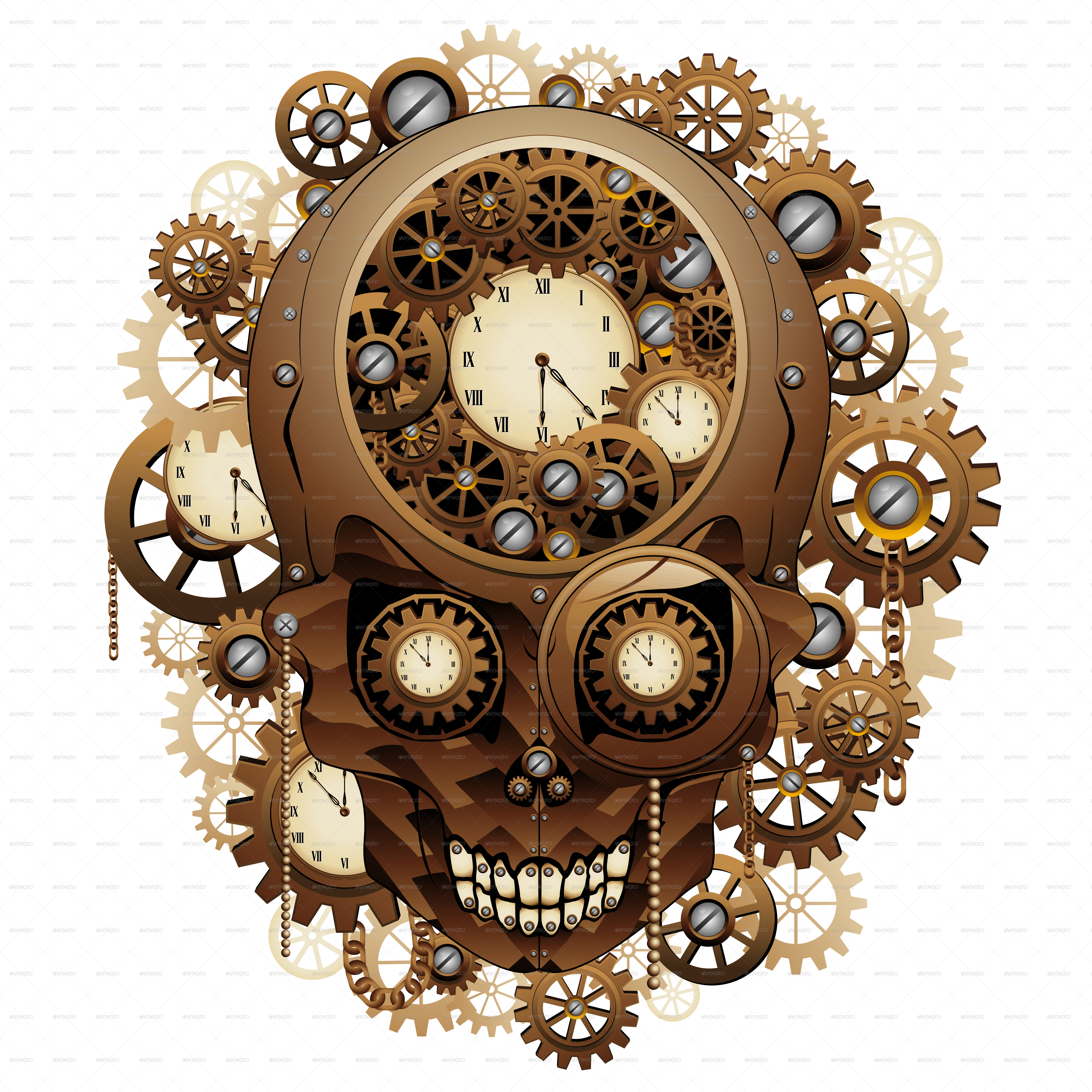 Go To Image - Steampunk Skull Vintage Style Art Print - Mini (5000x5000), Png Download