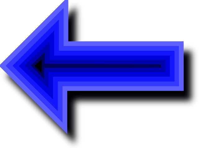 Set, Left, Blue, Arrow, Pointing, Arrows, Deep, Point - Blue Arrow Pointing Left (640x476), Png Download
