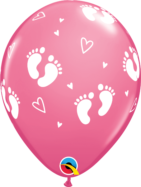 Pink Baby Footprint Latex Balloons - Balloons For Baby (453x600), Png Download