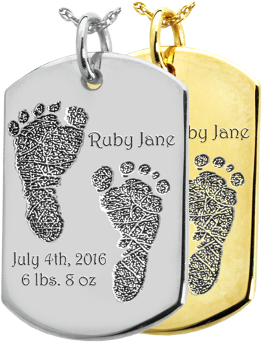 Wholesale Baby 2 Footprints On Dog Tag Flat Charm In - B&b Dog Tag Footprint Jewelry (500x500), Png Download
