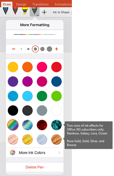 Ink Colors And Effects For Drawing With Ink In Office - Onenote Custom ...
