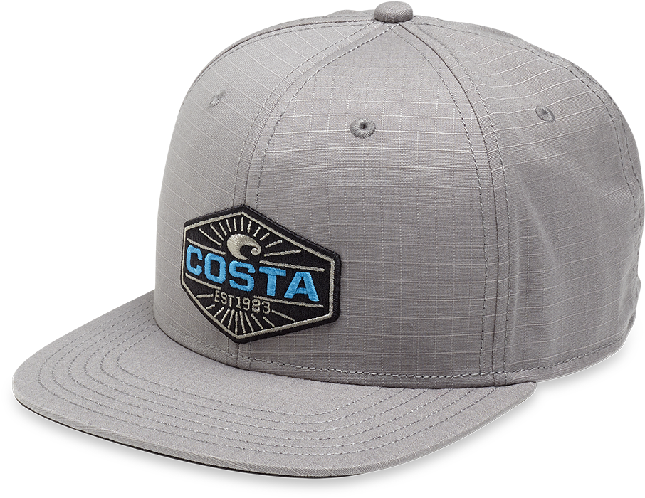 Costa Del Mar Neptune Flat Brim Hat In Gray, Angle - Costa Neptune Ripstop Flat Brim Hat (2000x1000), Png Download