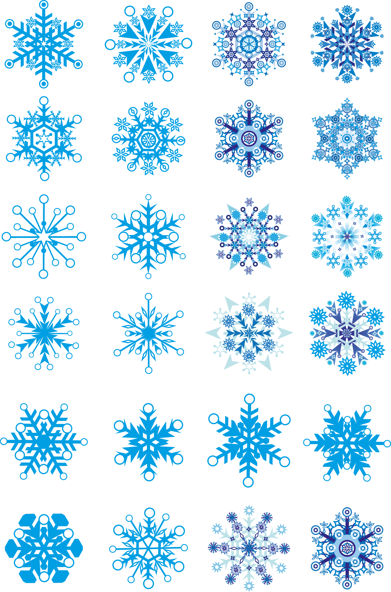 Vector Image Of Snowflakes In Different Shapes - Snowflake (1322x2000), Png Download