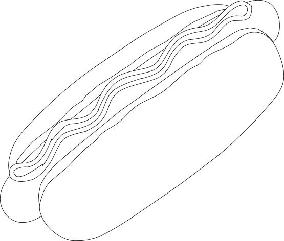 Hot - Dog - Clipart - Black - And - White - Hot Dog Png White (555x472), Png Download