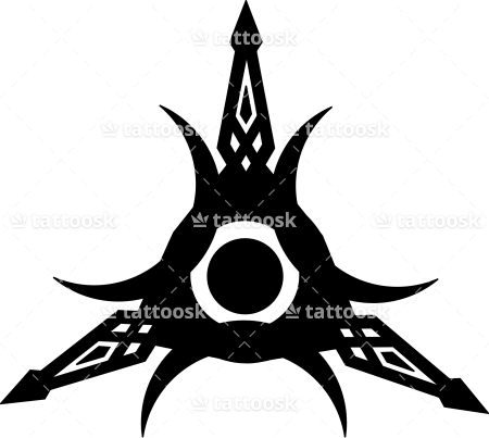 Free Tribal Crescent Moon Sun Star Symbol Tattoo ❥❥❥ - Crescent Moon Tribal Tattoo (450x403), Png Download