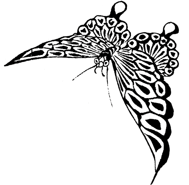 Japanese Drawing Butterfly , Strange Butterfly - Black White Butterfly Png (645x650), Png Download
