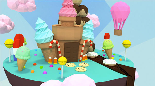 Candyland Was Created As A School Project In Collaboration - 3d Environment Low Poly (800x356), Png Download