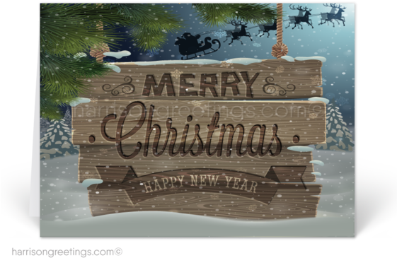Rustic Wood Merry Christmas Holiday Cards - Merry Christmas Holiday Cards - Set Of 20 (560x417), Png Download