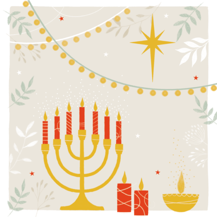 Interfaith Candle Greeting Card Exclusive To Freedom - Hanukkah (1176x1068), Png Download