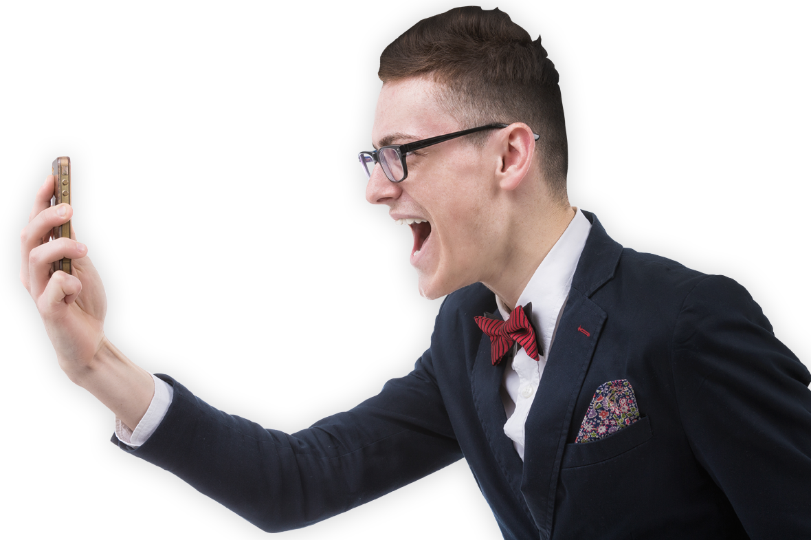 People Hand Iphone - People On Phone Transparent (1180x785), Png Download