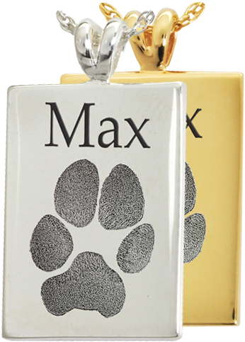 Rectangle Pawprint Jewelry With Name Engraved Shown - Dogs Name Max Chain (500x500), Png Download