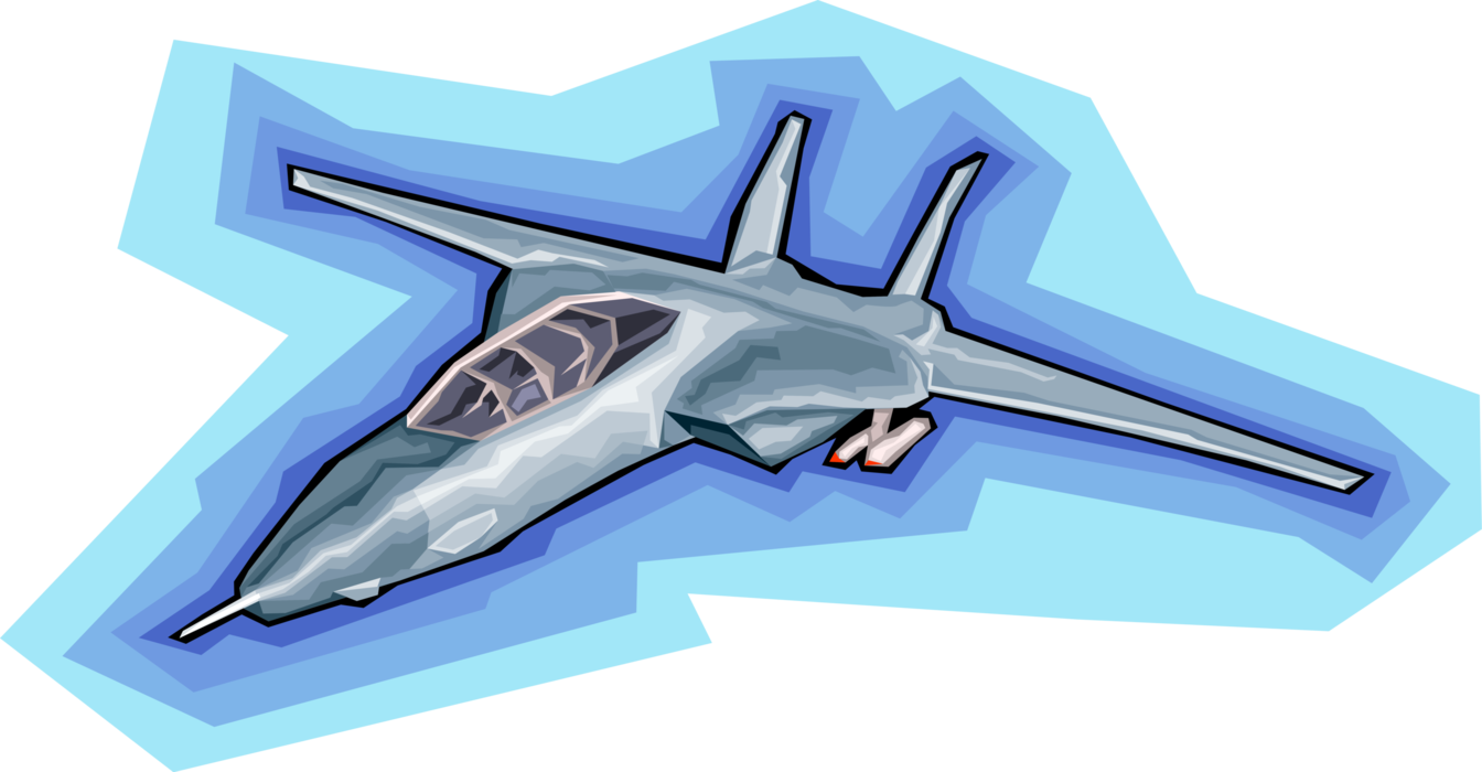 Vector Illustration Of Military Airforce Jet Airplane - Airplane (1344x700), Png Download