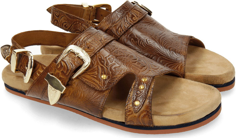 Sandals Helen 2 Floral Print Tan Buckle - Damen Sandaletten Melvin & Hamilton Damenschuh (1024x1024), Png Download