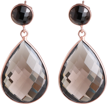 Elegant Earrings With Gorgeous Big Smoke Topaz Gemstones - Earring (500x500), Png Download