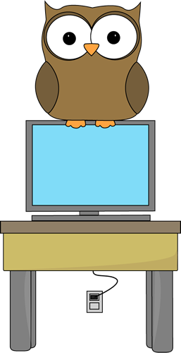 Classroom Computer Clipart - Owl Computer Clipart (257x500), Png Download