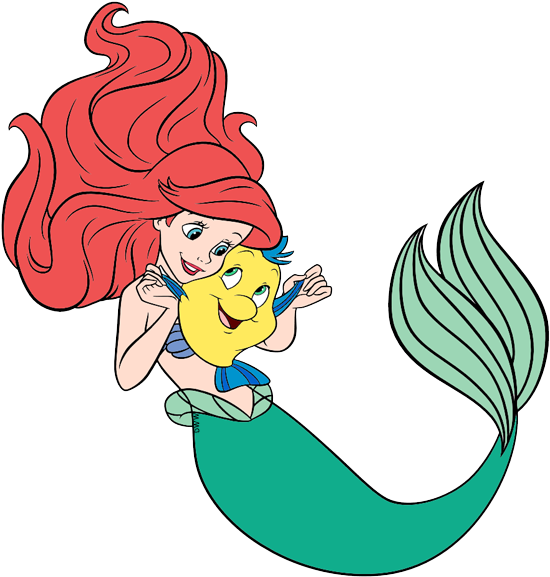 Pixels - Ariel And Flounder Png (558x583), Png Download