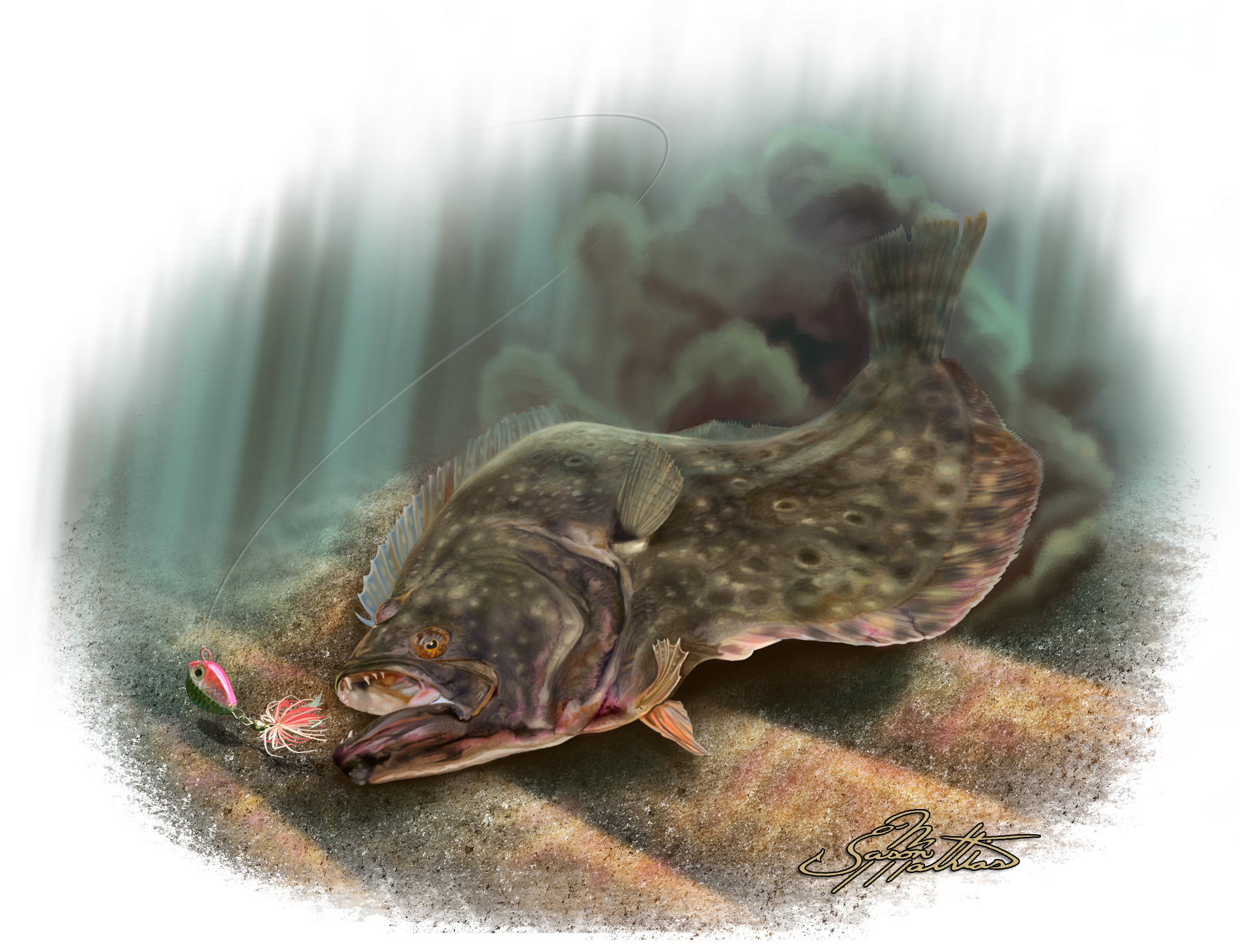 T Shirt Southern Fishing Tshirt Transprent Png - Summer Flounder (1800x1422), Png Download