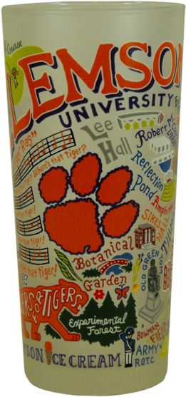 Landmarks Of Clemson Frosted Glass - Clemson University Collegiate Glass (283x600), Png Download