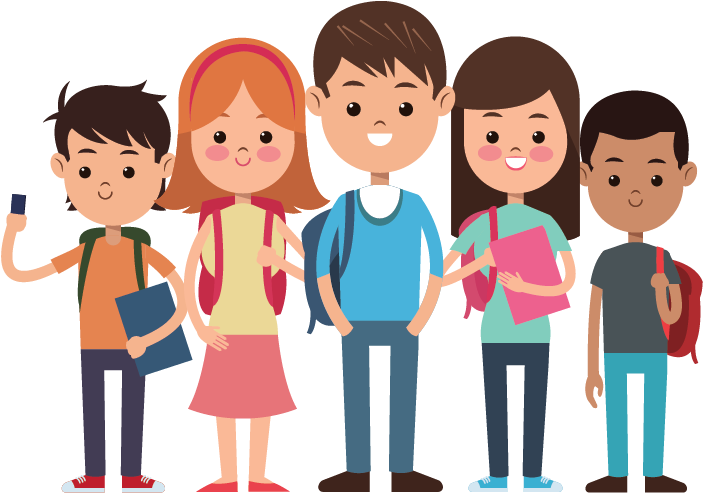 Student Cartoon Png - Imagens De Grupo De Escola (791x538), Png Download
