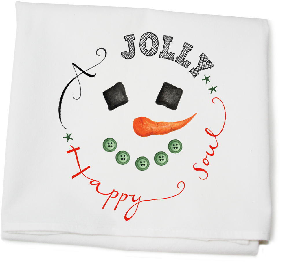 Jolly Snowman Flour Sack Towel Winter Wonderland - Carrot (1024x979), Png Download