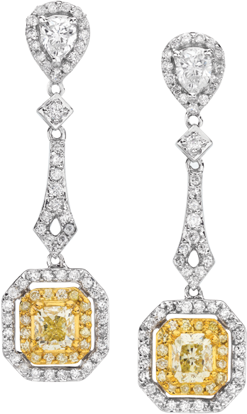 Divina Yellow Diamond Earrings - Earring (960x623), Png Download