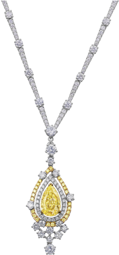 Pear Shaped Fancy Yellow Diamond Necklace - Locket (640x640), Png Download