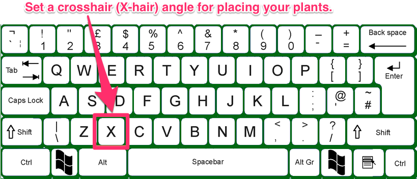 Set A Crosshair Angle For Placing Your Plants - Printable Qwerty Keyboard Layout (833x363), Png Download