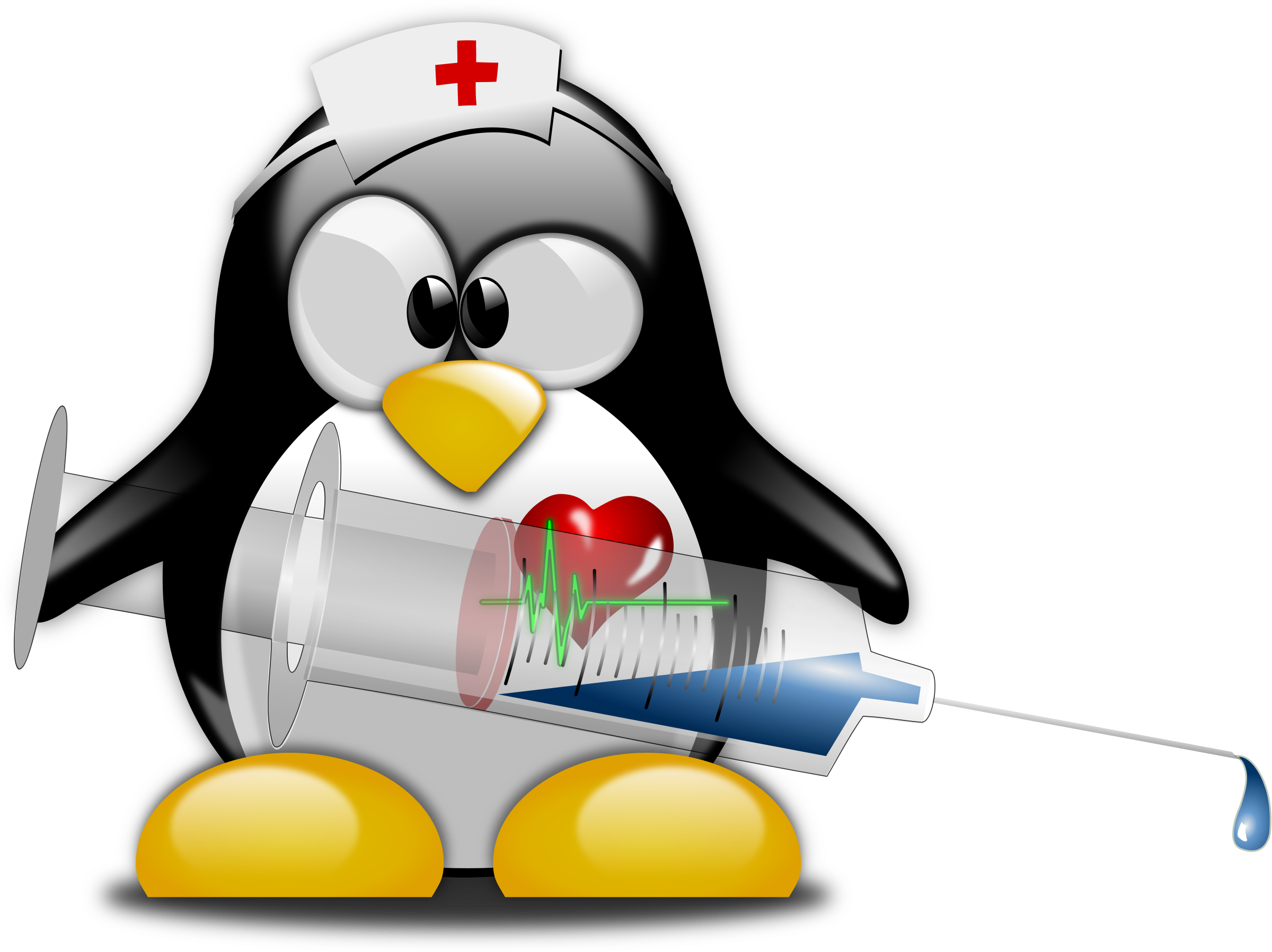 Nurse Cross Clipart - Penguin Get Well Soon (2400x1797), Png Download