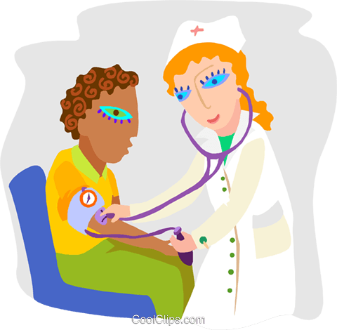 Download Nurse Taking Blood Pressure Cartoon Clipart - Nurse Taking Blood Pressure Cartoon (480x470), Png Download