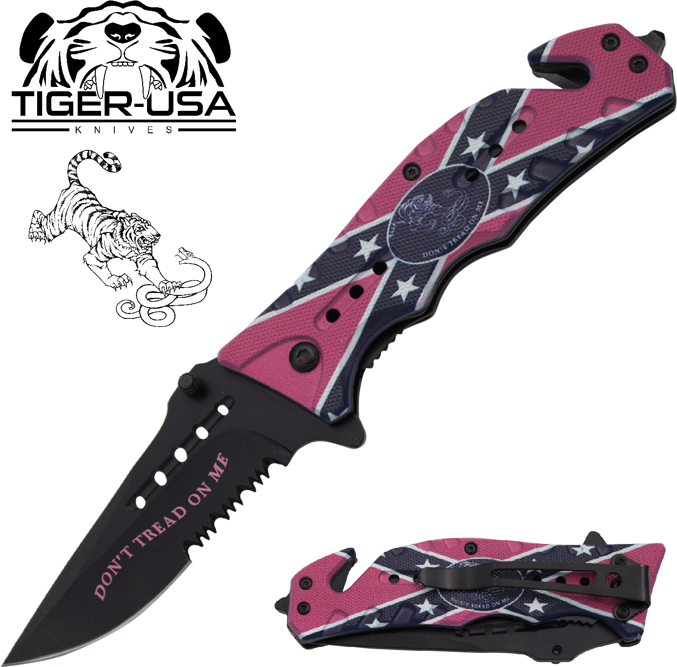 Don't Tread On Me Pink Rebel Flag - Confederate Flag Knife (1500x1500), Png Download
