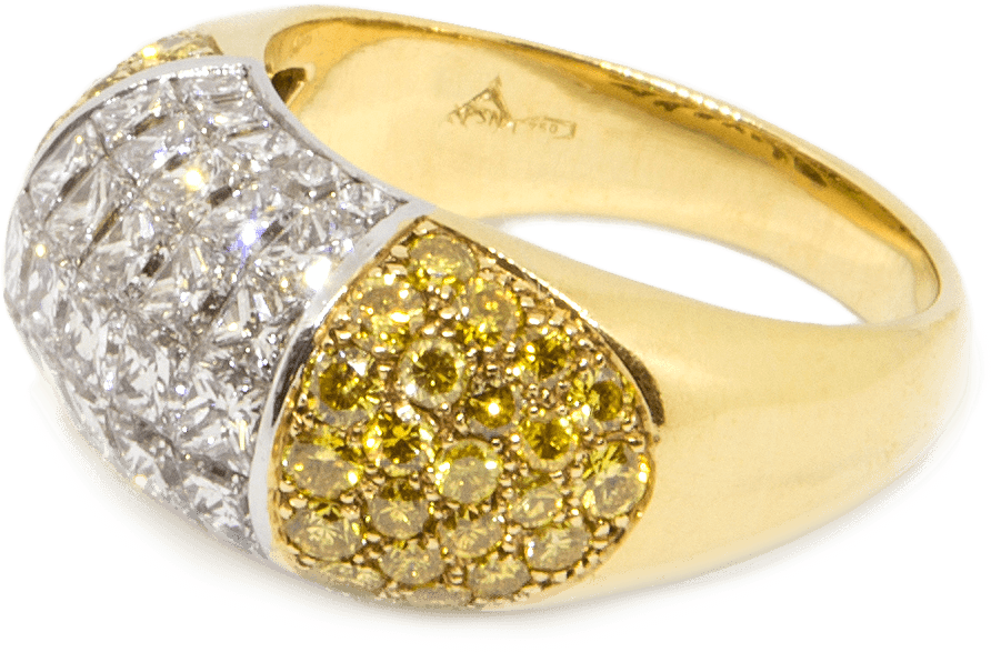 White & Yellow Diamonds Ring - Ring (2206x1470), Png Download