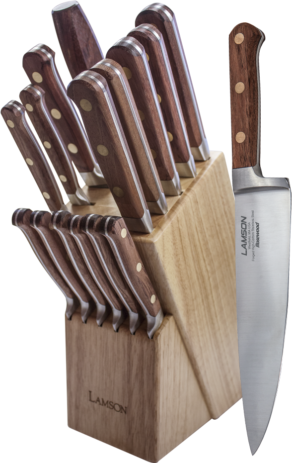 16 Piece Block Set - Lamson Rosewood Forged 16-piece Block Set, Maple (760x760), Png Download