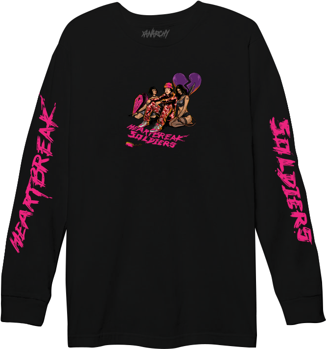 Heartbreak Soldiers Black Ls - Long-sleeved T-shirt (848x848), Png Download