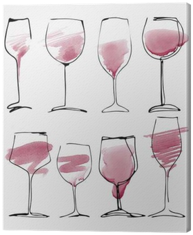 Wine Glass Set - Watercolor Wine (400x400), Png Download