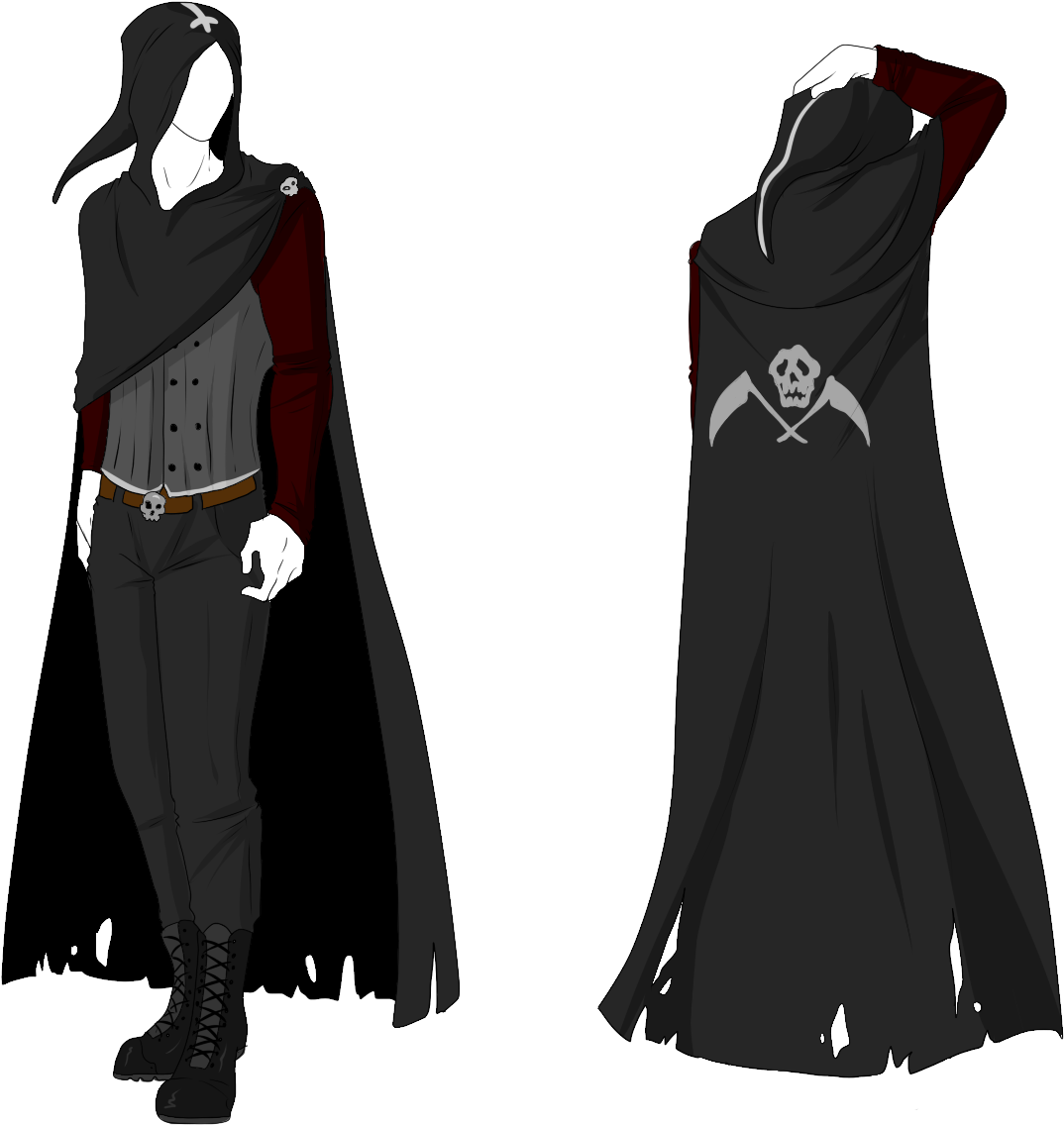 Robes Drawing Cloak Black And White Download - Anime Fighting Outfits Guys (1268x1204), Png Download