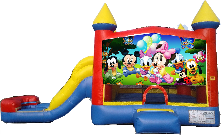 Water Slide Castle Combo Side Slide Minnie Mouse - Minnie Mouse 1st Birthday Pull String Pinata (960x720), Png Download