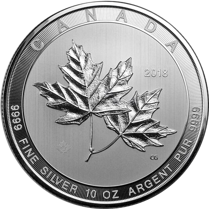 Ten Ounce 2018 Canadian Silver Maple Leaf Coin - 2018 10 Ounce Maple Leaf (450x450), Png Download