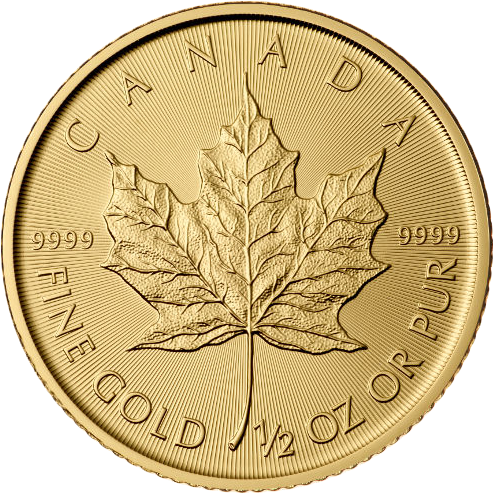 2018 Canadian Maple Leaf Gold Coins - 1 2 Oz Gold Maple Leaf 2017 (500x500), Png Download