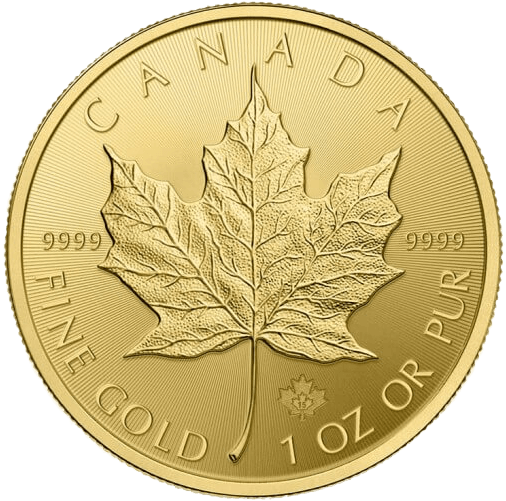 Reverse Of The 1oz Canadian Maple Leaf Gold Coin - Canadian Maple Leaf Fine Gold 1 Oz (509x507), Png Download