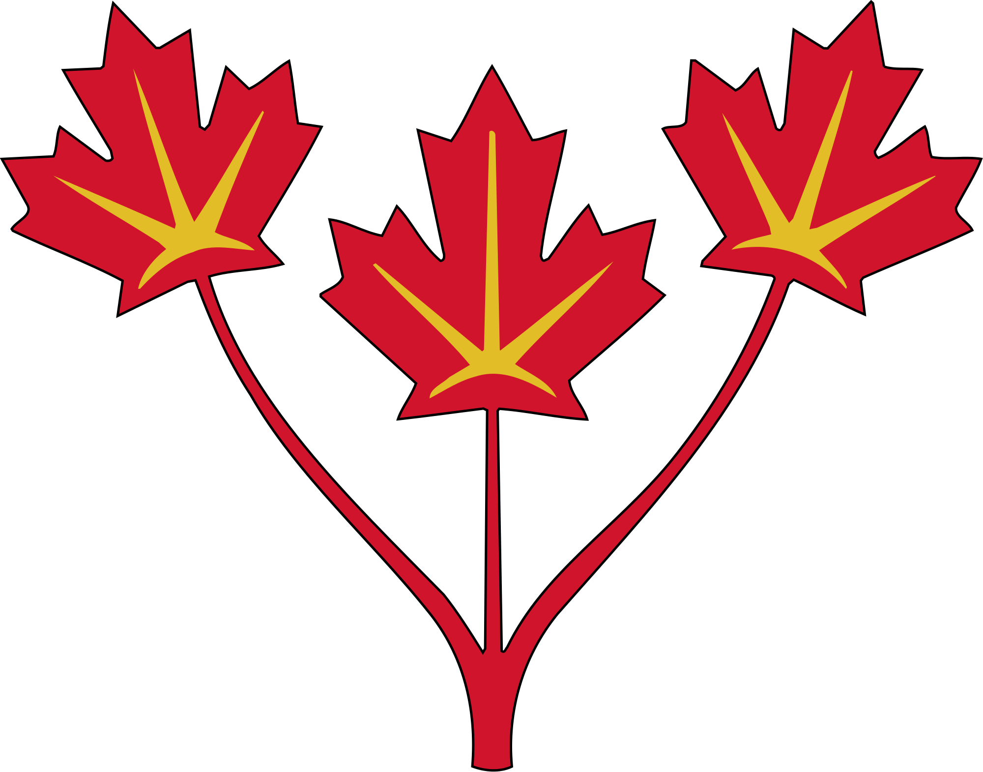 Three Maple Leaves Of Canada - Canadian Coat Of Arms Shield (1000x785), Png Download