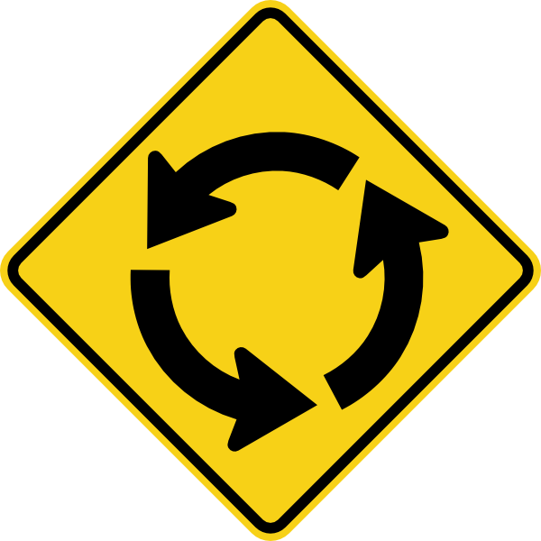 Ring Intersection Signal Clipping - Traffic Circle Sign (600x600), Png Download
