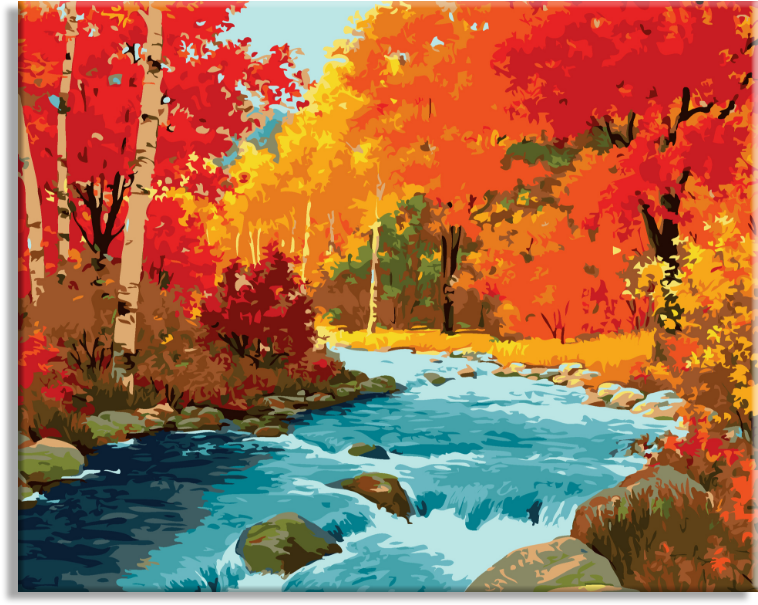 Wholesale Abstract Village Scenery Diy Painting By - River Paintings Acrylic (1000x1000), Png Download