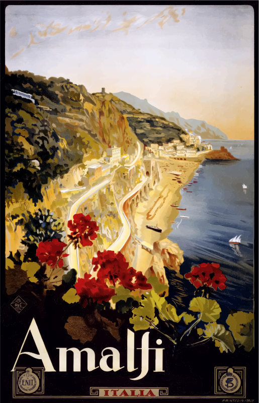 Medium Image - Amalfi Coast Vintage Poster (515x800), Png Download