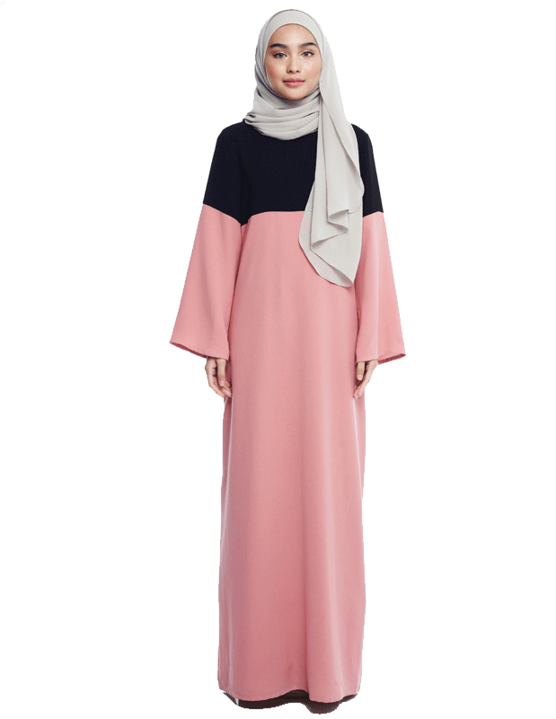 Pink And Black Leila Jubah Dress - Leila - Pink (800x800), Png Download