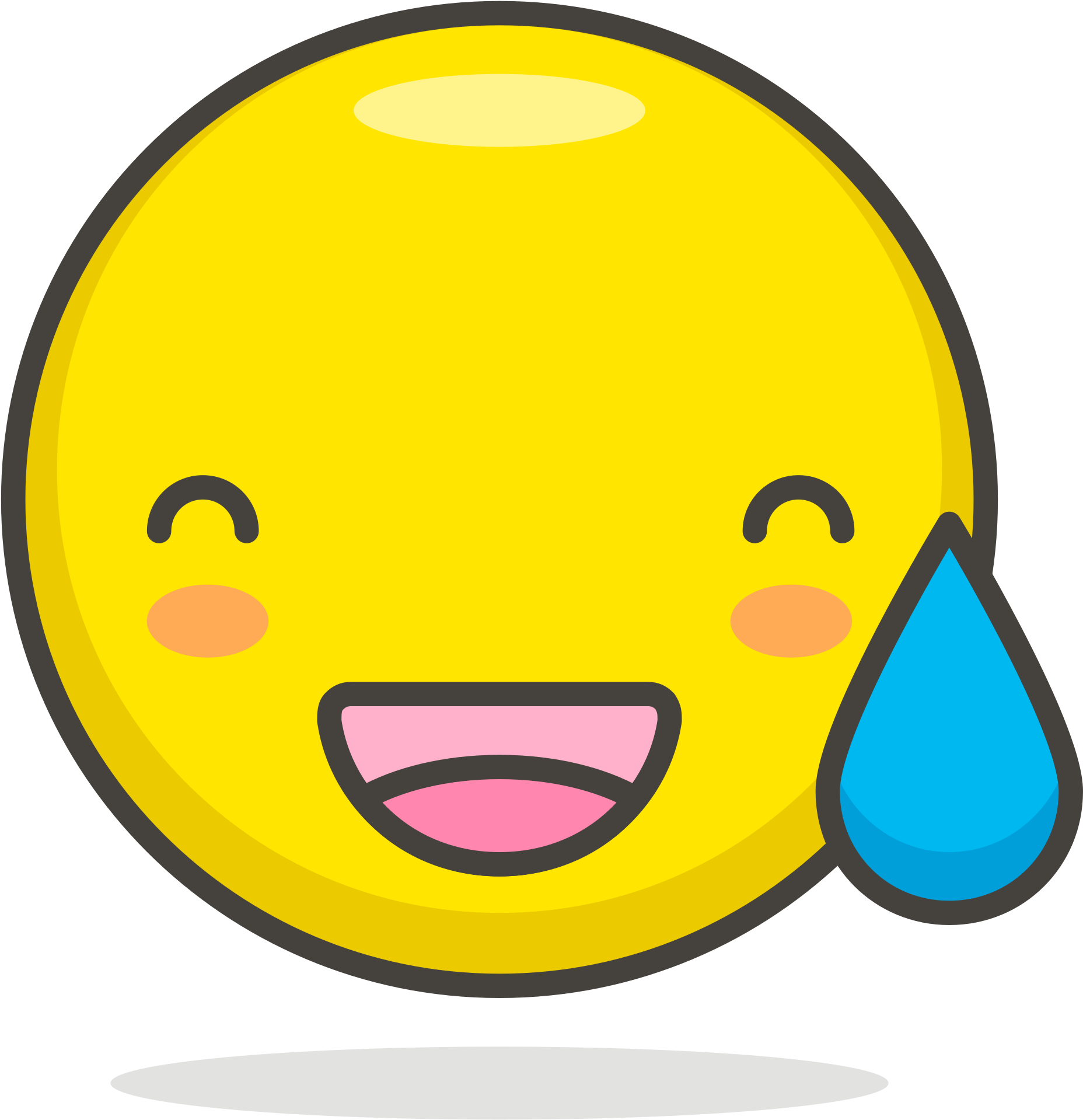 Open - Emoji Downcast Face With Sweat (2000x2000), Png Download