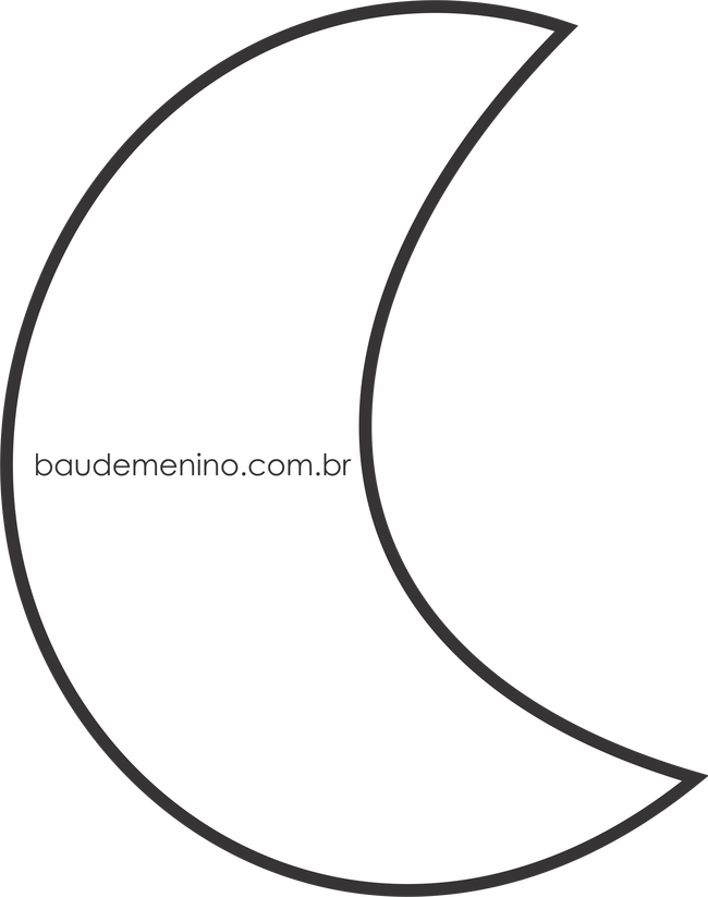 Moldes Nuvem Gota Estrela E Lua Para - Molde Lua (650x823), Png Download