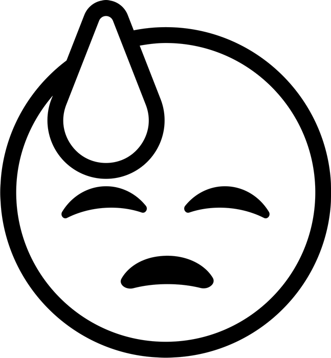 Cold Sweat Emoji Stamp - Sweaty Emoji Black And White (647x700), Png Download