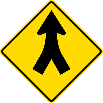Merging Traffic Left And Right Svg - Winding Road Sign Png (361x361), Png Download