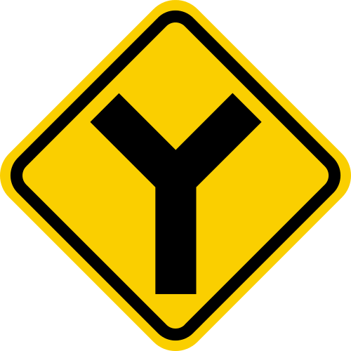 A Fork Road Sign - Y Junction Ahead Sign (500x500), Png Download