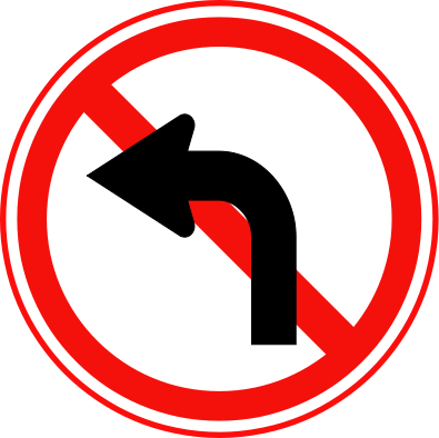 Image Black And White Download File Korean Traffic - No Left Turn Clipart (395x394), Png Download